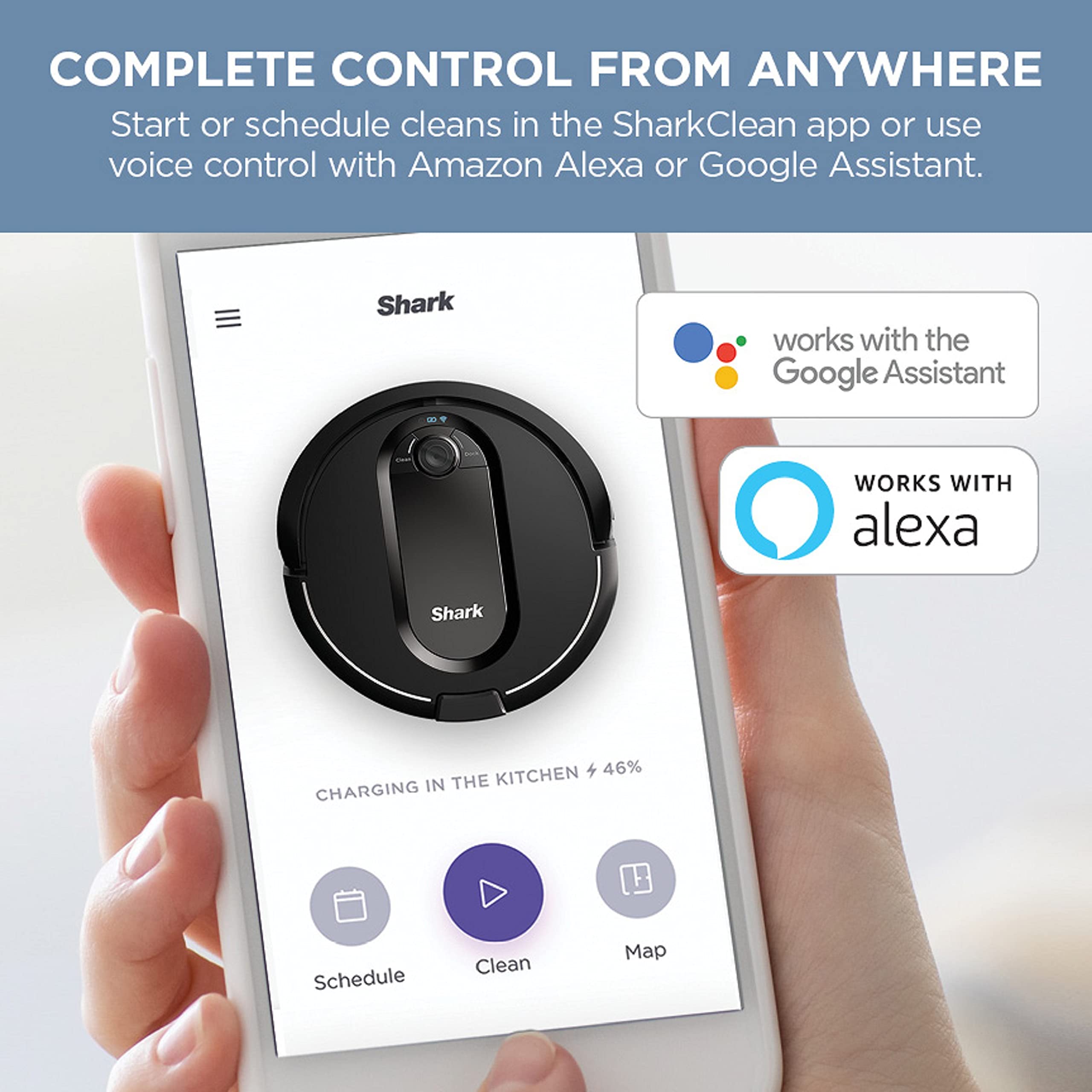 Shark IQ Robot Vacuum AV1002AE with XL Self-Empty Base, Self-Cleaning Brushroll, Advanced Navigation, Wi-Fi, Compatible with Alexa, 2nd Generation - View 9