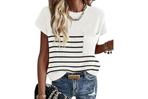 KIRUNDO Womens Spring Cap Sleeve Tops 2024 Summer Casual Crew Neck Lightweight Sweater Vest Ribbed Knit Pullover