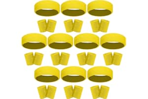 Samoyee 30 Pcs Sweatbands Wristbands Set Absorbent Terry Cloth Headbands Wristbands Neon Color Striped 80s Athletic Sweatbands for Sports Gym Exercise