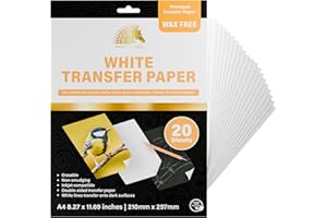 MyArtscape Graphite Transfer Paper, 20 White Sheets - Wax Free - Erasable - Smudge-Free - Ideal for Drawing and Tracing - Premium Arts and Crafts Supplies