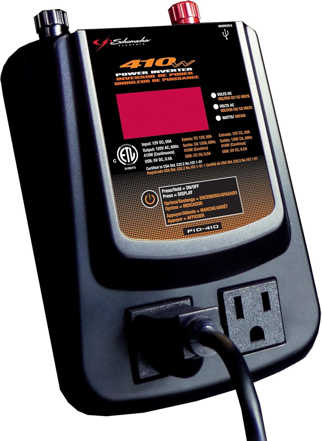 Schumacher PID-410 410 Watt Power Inverter with Digital Display: Automotive
