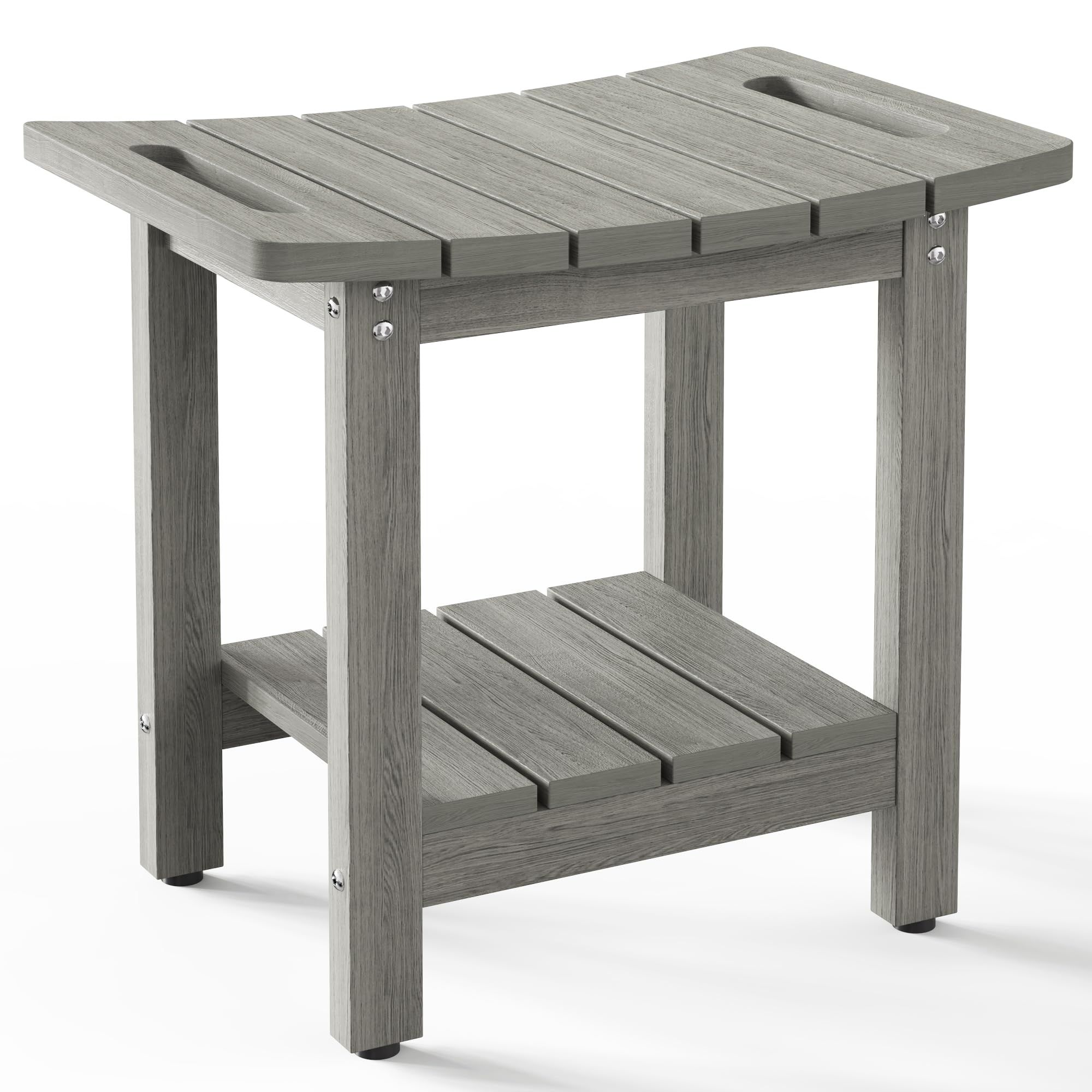 Photo 1 of oridom HIPS Shower Benches for Inside Shower, Shower Stool with Space-Efficient Storage Shelf, Waterproof Shower Chair Seat for Spa Bathroom(Light Gray)