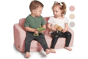 ZICOTO Sturdy Kids Couch and Chair for Fun Play Time or Comfy Lounging - The Perfect 2 in 1 Toddler Sofa Easily Unfolds Into a Super Soft Lounger - Modern Fold Out Chair for Babies Fits Nicely with Any Decor