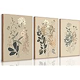 3 Pcs Vintage Botanical Wall Art Nature Floral Plants Wall Decor Daisies Dandelion Wildflower Posters Pictures Watercolor Rustic Farmhouse Canvas Prints Boho Neutral Paintings For Living Room Unframed