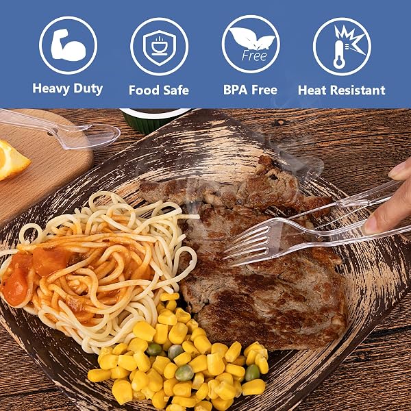 1000 COUNT PLASTIC SILVERWARE HEAVY DUTY – 500 SPOONS, 500 FORKS, BPA-FREE, HEAT RESISTANT, DISPOSABLE PLASTIC UTENSILS SET, PLASTIC CUTLERY SET, PLASTICWARE BULK FOR PARTY