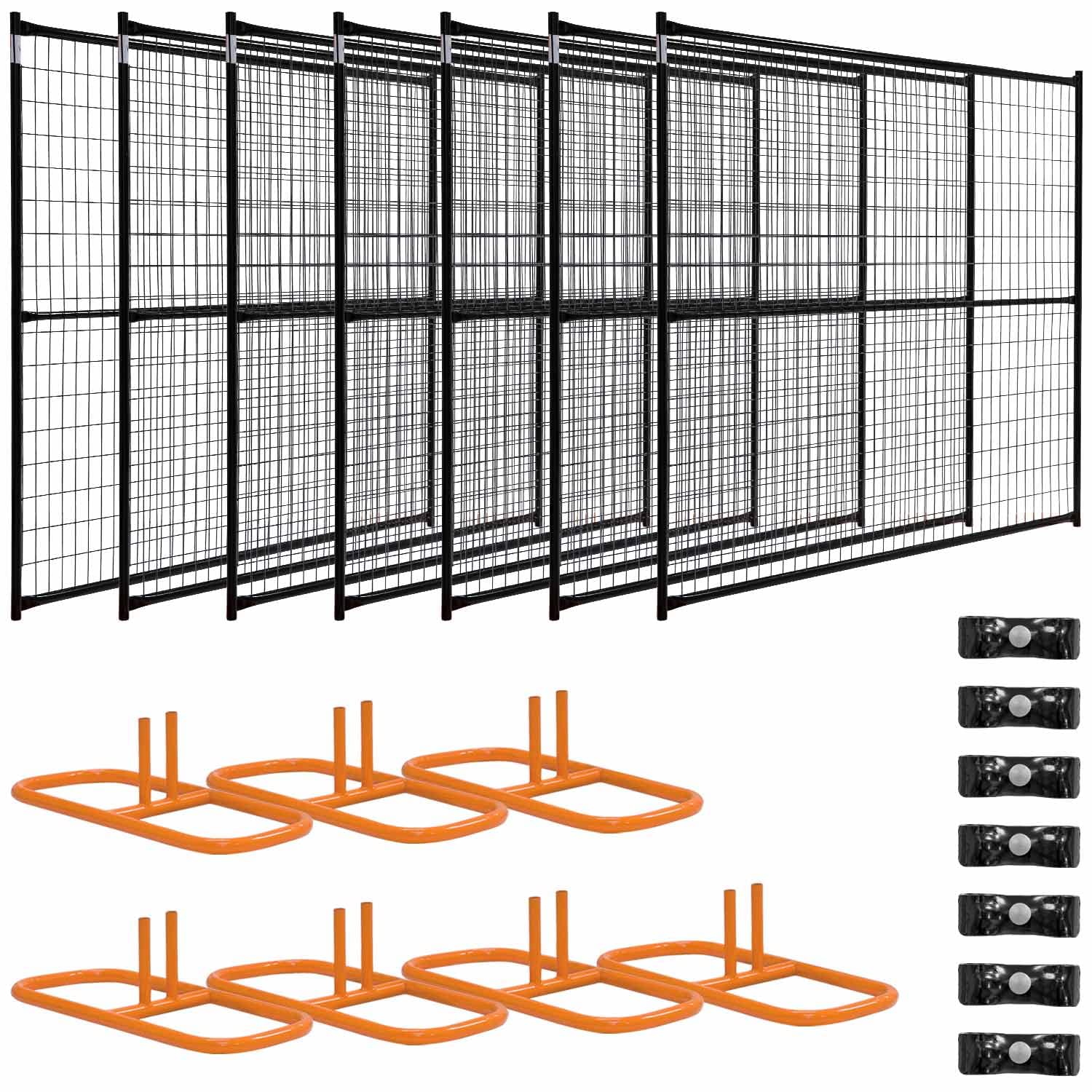 Photo 1 of ***STOCK PHOTO FOR REFERENCE ONLY***FenceScreen Black-Coated 6ft x 50ft Welded Wire Temporary Fence Panel Kit – Includes Base Stand and Clamps – Easily Movable & Portable Fencing System