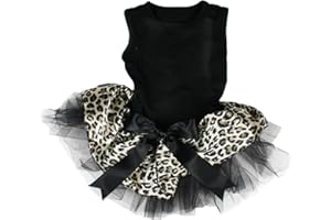 Petitebella Plain Leopard Theme Puppy Dog Dress (Black/Black Leopard, X-Small)