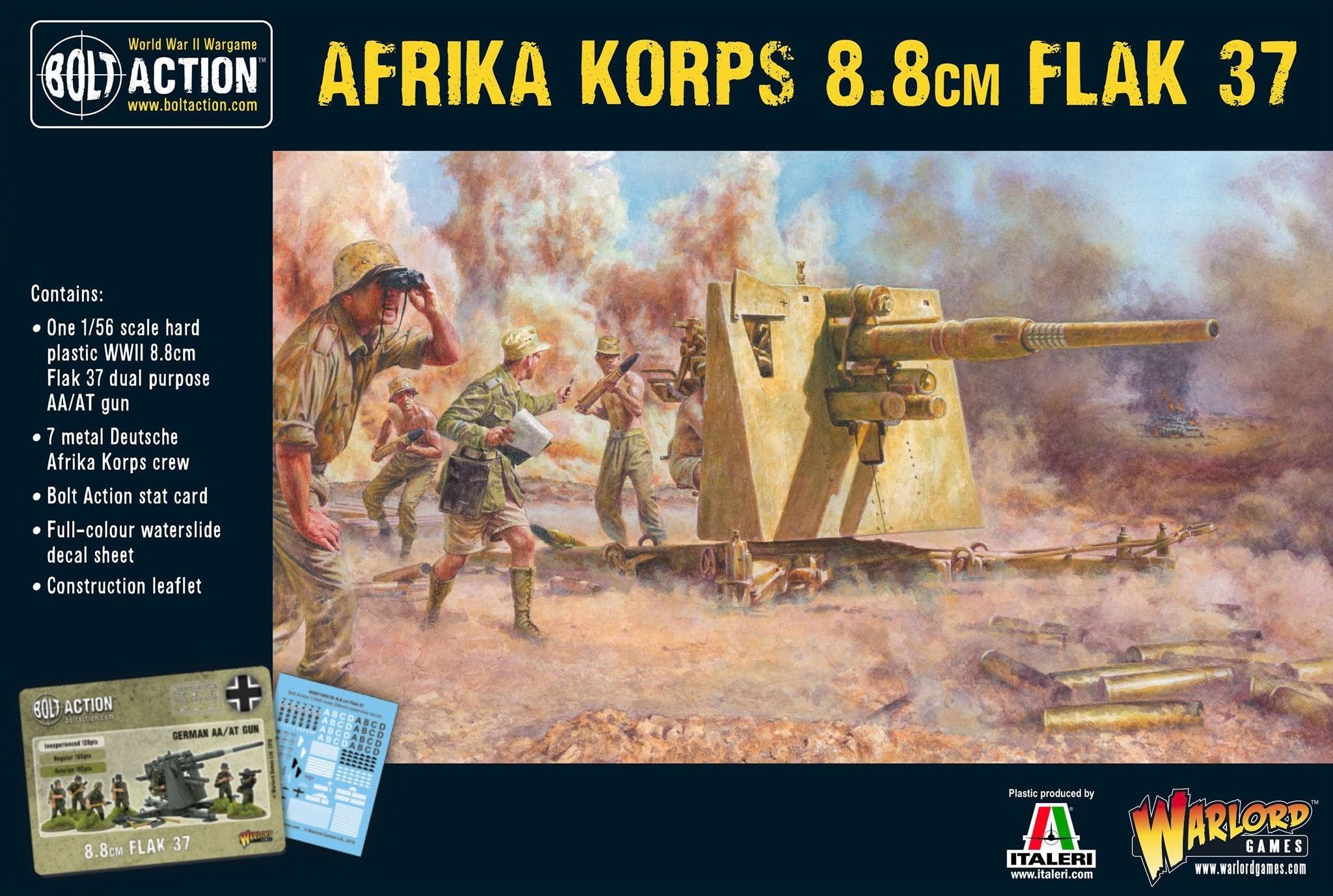 Bolt Action Warlord Games,, Afrika Korps 8.8cm Flak 37, Wargaming Miniatures
