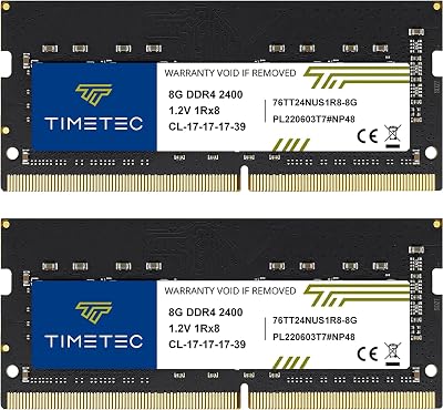 Timetec 16GB Kit DDR4 2400MHz SODIMM 2x8GB PC4-2400T 1.2V CL17 Non-ECC