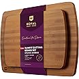 Wooden Cutting Boards for Kitchen Meal Prep & Serving - Bamboo Wood Cutting Board Set - Charcuterie & Chopping Butcher Block for Meat - Kitchen Gadgets Gift