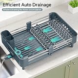 KINGRACK Dish Drainer Rack Extendable Stainless Steel Matte Green view 6