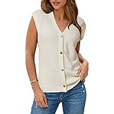 Arach&Cloz Women's Wool Blend Sweater Vest V Neck Button Down Cardigan Business Casual Tops 2026