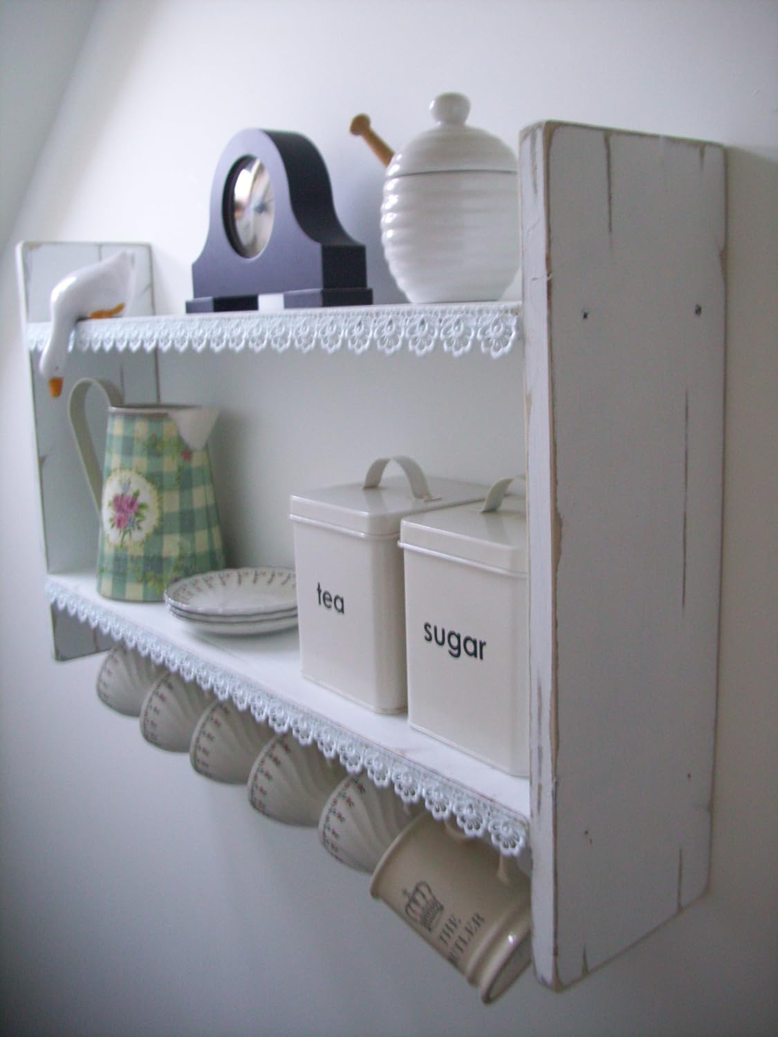 Woodiquechic Tamaño Grande de Ancho 74 cm Pino Blanco Shabby Chic