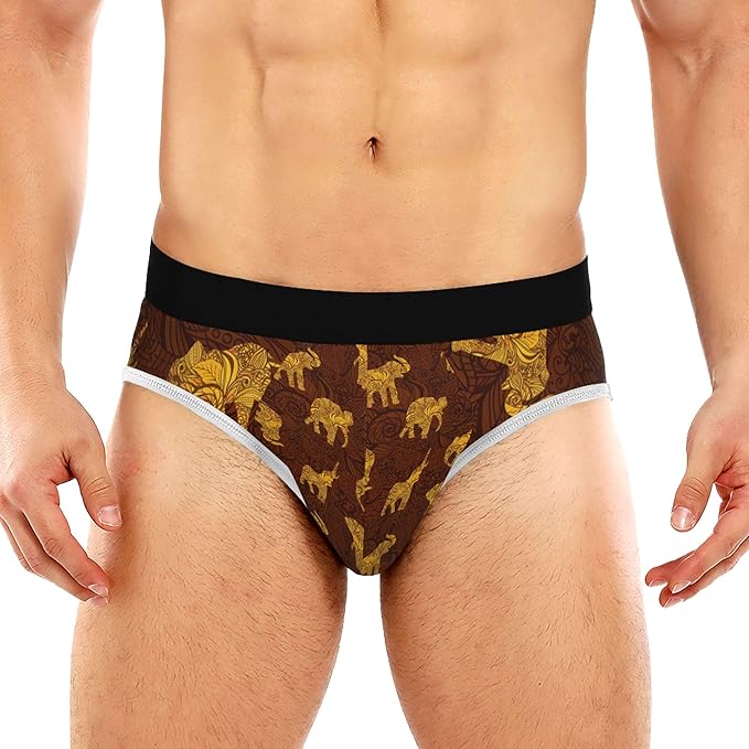 Boxer Briefs Soft Trunks Good Golden Elephants Pattern Style Sexy M