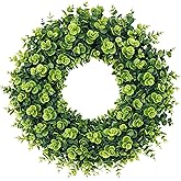 COLORSPEC 20Inch Boxwood Wreaths, Spring Summer Wreath for Front Door Perfect for Winter All Season Year Round Decor, Faux Boxwood Wreaths Ideal for Front Door Indoor Outdoor Windows Farmhouse