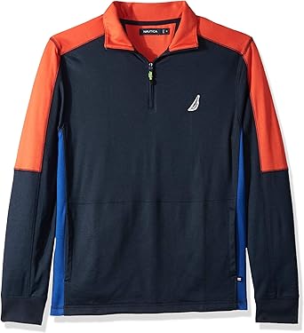 Nautica Men's Long Sleeve Performance Polo Shirt, Navy, X-Large at Amazon Menâs Clothing store