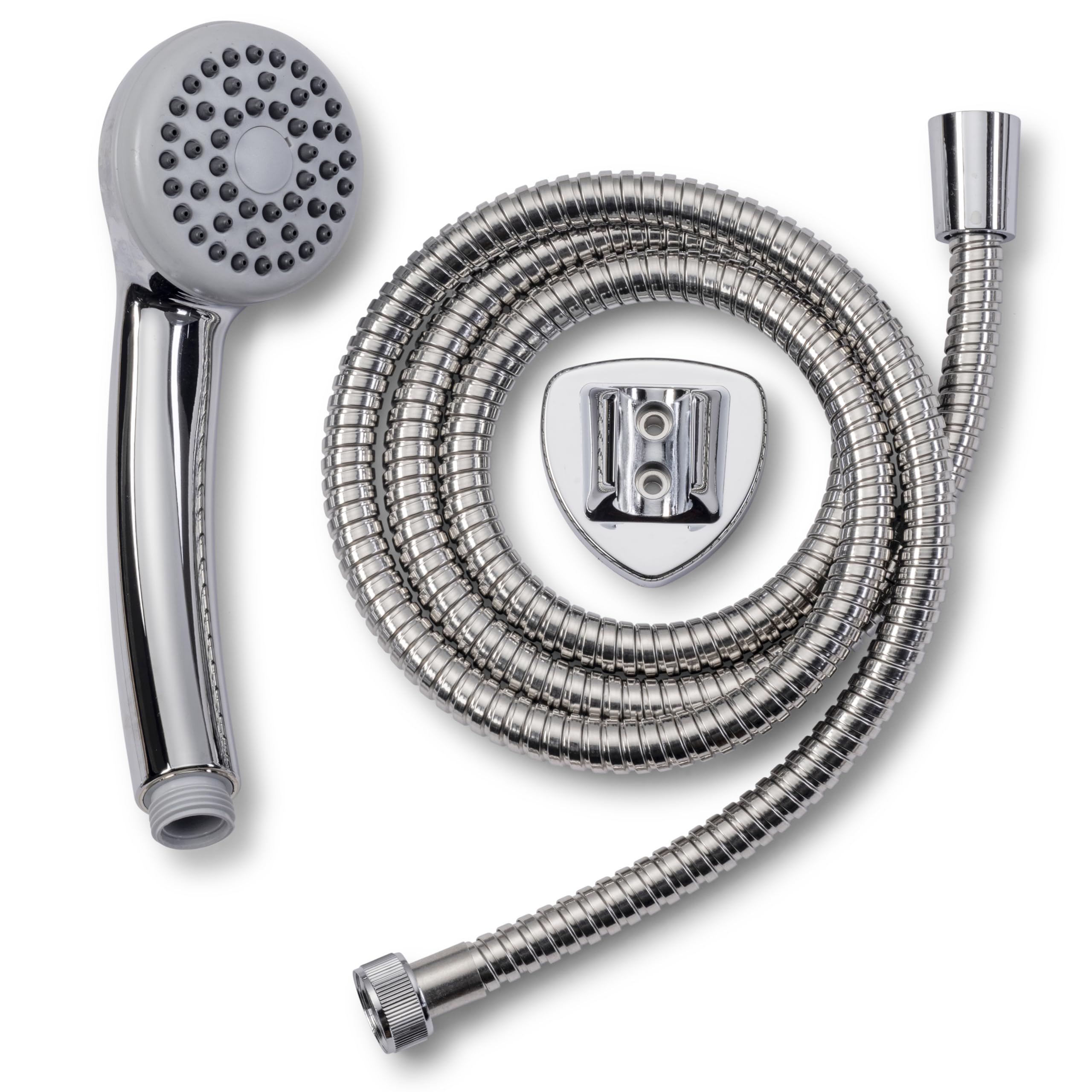 Croydex Chrome Shower Head and Hose Set with Wall Bracket - 1.5m Shower Hose, Rub Clean Nozzles, Easy Installation, Ideal for All Shower Types, Complete Fixtures and Fittings Included