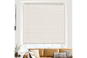 UNISHADES Cordless Blinds for Indoor Windows 1" Vinyl Textured Print Slats Mini Blinds for Home, 26" W × 36" H - Sand
