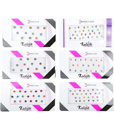 Autocollants Front Bindi Multicolores Pierres Dorées Et Blanches - Taille Moyenne - Neuf