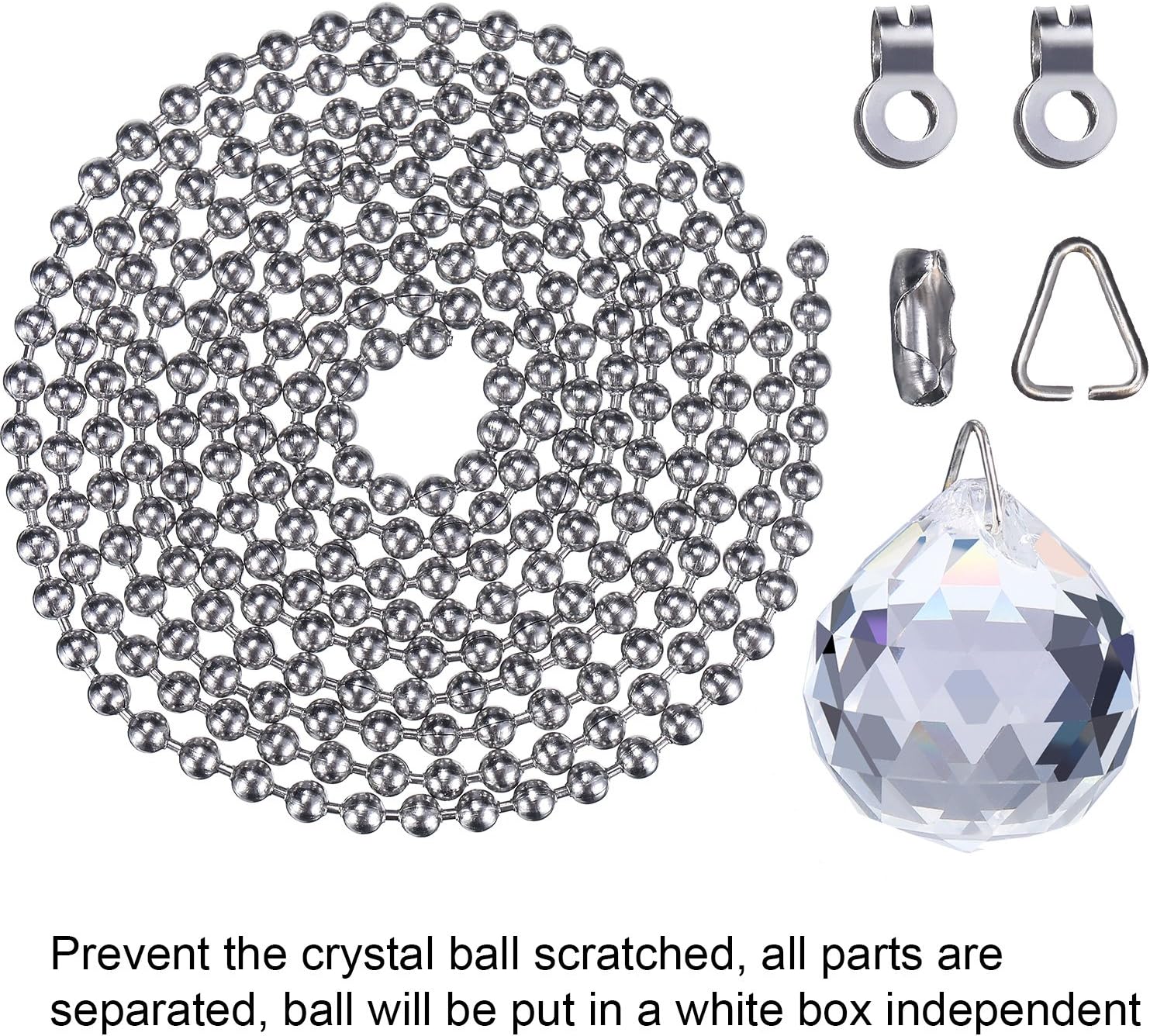 Hestya 2 Sets Clear Crystal Pull Chain Extension with Connector for Ceiling Light Fan Chain, 1 Meter Length Each (Style A) - - 