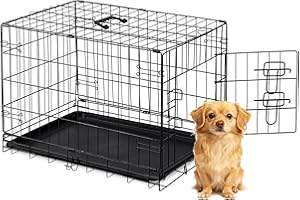Aidoly Dog Crate - 24 Inch Small Single Door Portable Puppy Dog Cage, Metal Wire Pet Kennel with Secure Lock, Leak-Proof Pan Tray, Foldable Design for Small Dog Indoor Training and Outdoor Trave