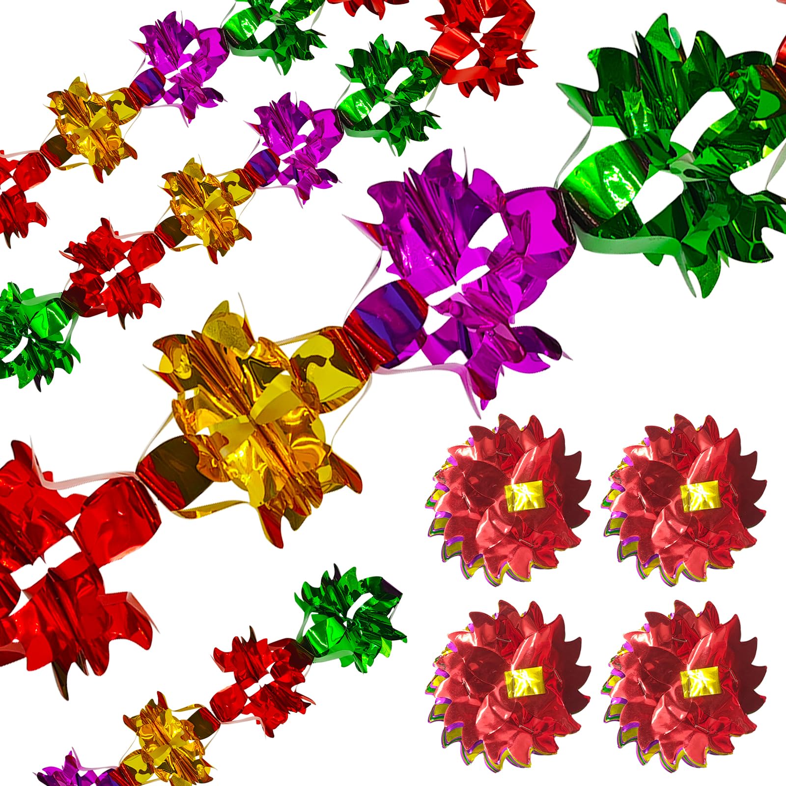 5Pcs Christmas Foil Garland - Ceiling Decorations Streamers & Hanging Decorations for Xmas & Valentine's Party Supplies