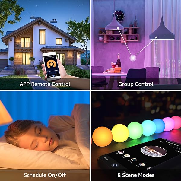 Bombilla LED Inteligente WiFi Regulable LE Bombilla WiFi E27 9W Equivalente a 60W 16 Millones de Colores 806 lmen Lmpara WiFi Luz RGBW Blanca 2700K 6500K Compatible con Alexa Google Home2 Pcs