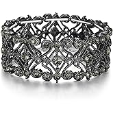 BriLove Women's Wedding Bridal Crystal Cluster Tennis Stretch Bracelet