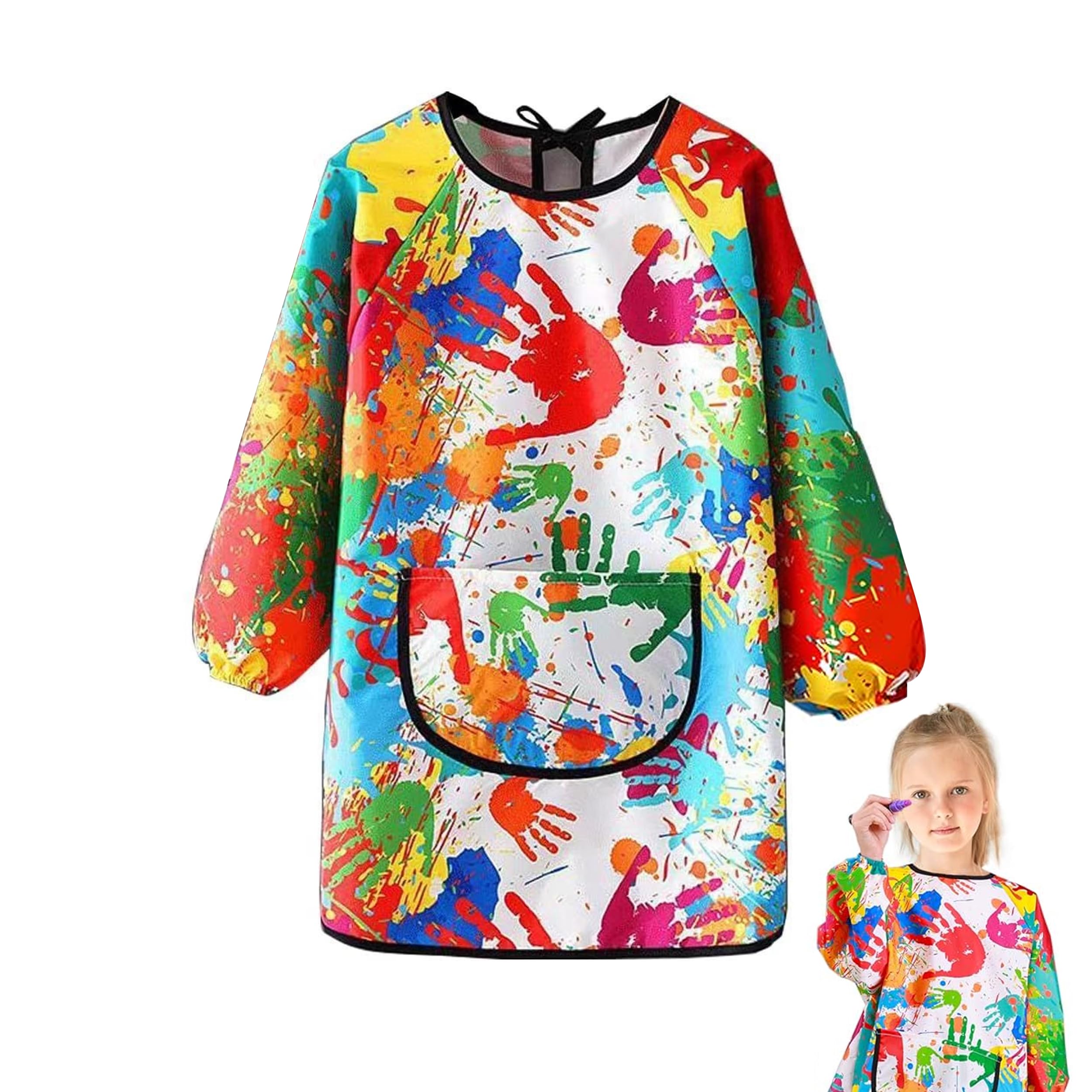 SMYJDMM Kids Painting Apron, Waterproof Painting Apron, Kids Art Aprons for Age 7-12 Years Girls Boys Waterproof Graffiti Painting Aprons Long Sleeves with Pockets for Painting Craft School