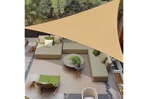 COOLBOYS 12' x 12' x 17' Sun Shade Sail Triangle Sand UV Block Outdoor Shade Canopy Sunshade for Patio Lawn Garden Carport Backyard Deck Pergola