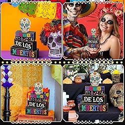Lineshading 4 Pcs Day of The Dead Table Decorations