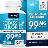 Potassium Chloride Supplement, 1 Year Supply, Heart Health &amp; Fluid Support | With Potassium 99mg Per Serving for Circulatory Health Electrolyte &amp; Fluid Balance Support, Gentle on Digestion, 365 Tablets