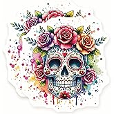 Sugar Skull Magnets - Floral Art - Decorative - Fridge - 2 Pack - 5