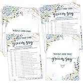 Blue Floral Bridal Shower Games, What Did The Groom Say Game Cards for 25 Guests, Blue Hydrangea Wedding Shower Games, Bridal Shower Party Favors, Engagement Party Decor Supplies -07