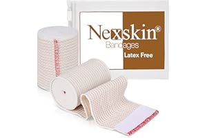 Premium Elastic Bandage Wrap (3” Wide, 2Pack) - Nexskin Latex Free Athletic/Medical Compression Bandages Hook & Loop Fasteners at Both Ends - Lifetime Washable & Reusable USA Grown Cotton Bandage