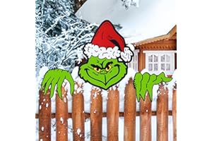 CZLOTYH Christmas Fence Peeker Decorations Outdoor Funny Christmas Fence Yard Sign with Hand Head for Holiday Xmas Garden Courtyard Wall Decorations (Style 4)