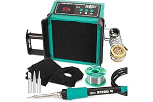 YIHUA 948DQ-II Soldering Fume Extractor 2-IN-1 60W Adjustable Temperature Control Solder Iron Station Smoke Absorber Remover Fan With 1 Solder Wire, 8 Filters And 3 Soldering Tips