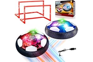 LINKOWIN Kids Toys Hover Soccer Ball Set,Air Power Hover Balls Two Rechargeable Soccer Balls with LED Lights and Safe Foam Bumper, with 2 Goals for 3 4 5 6 7 8-12 Years Old Boy Girl Indoor/Outdoor Games