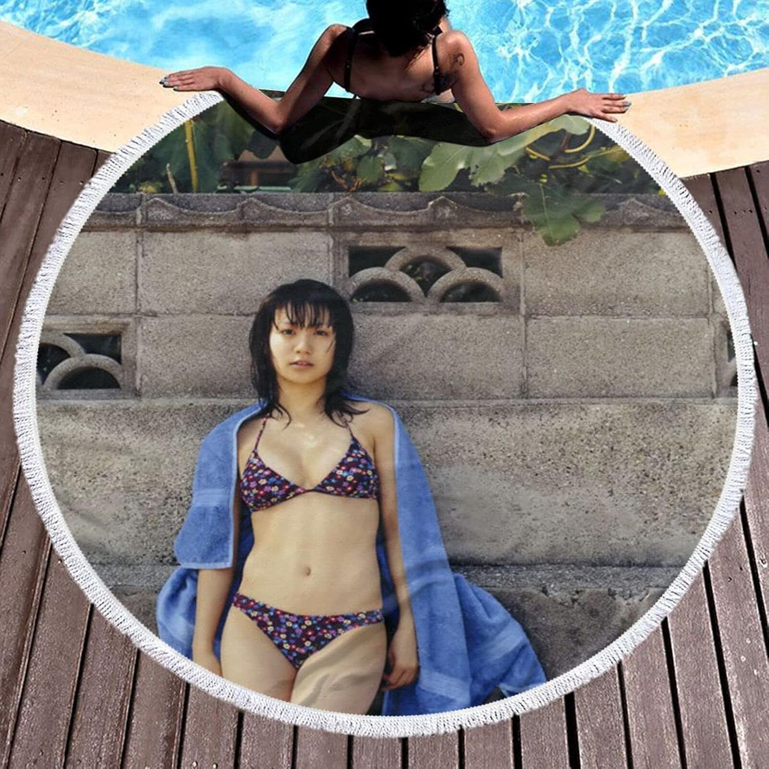 Amazon Co Jp 大島優子 おおしま ゆうこ Oshima Yuko 丸いビーチタオル大きなビーチタオル厚いバスタオル超吸収性ビーチマットタッセル付きファッショナブル室内装飾多目的直径150cm ホーム キッチン