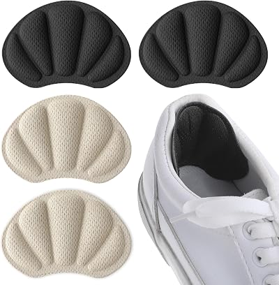 Molain Heel Cushion Pads 2 Pairs Self-Adhesive Heel Grips Men Women Black Skin