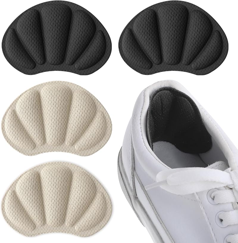Molain Heel Cushion Pads 2 Pairs Self-Adhesive Heel Grips Men Women Black Skin