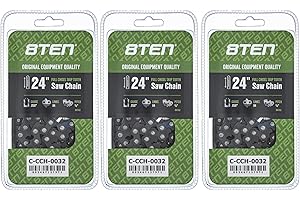 8TEN Full Chisel Skip Tooth Chainsaw Chain 24 Inch .050 3/8 84DL For Husqvarna 455 Rancher Echo CS-590 Stihl (3 Pack)
