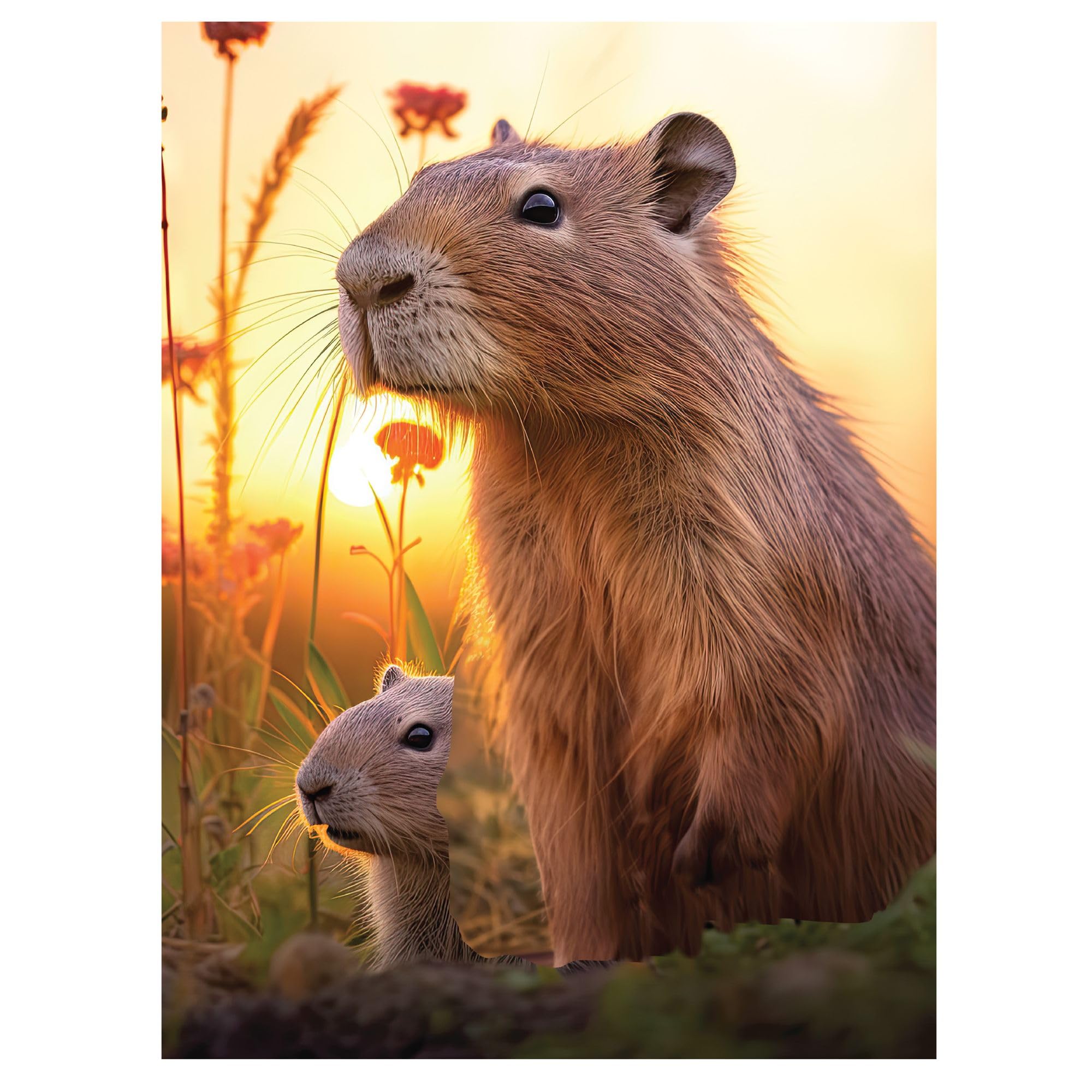 Deluxebase 3D LiveLife Lenticular Capybara Rabbit Prints - Cute Unframed 3D Poster. Perfect Wall Filler. Original Artwork by David Penfound