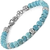 10:10 Beaded Bracelet for Men and Women – Natural Turquoise Howlite Gemstones and Stainless Steel – Adjustable & Durable & Elegant – Made in Italy