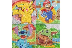 LAVIDASS Art and Crafts for Girls Ages 8-12 4 Pack Gem Art by Numbers 5D Full Drill Diamond Art for Kids Ages 6-8-10-12 for Gift (Cute)