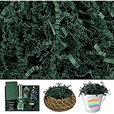 Crinkle Cut Paper Shred Filler, 2 LB Dark Green Basket Filler Shredded Paper, Confetti Stuffing for Basket Filling, Halloween, Thanksgiving, Christmas, Birthdays, Gift Wrapping, Stuffer Party Supplies