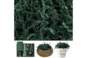 TISSPOMS Crinkle Cut Paper Shred Filler, 1 LB Dark Green Basket Filler Shredded Paper, Confetti Stuffing for Basket Filling, Halloween, Thanksgiving, Christmas, Birthdays, Gift Wrapping, Stuffer Party Supplies