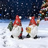 Lienzhe 2PCS Christmas Resin Gnomes Handmade Christmas Resin Gnomes Holiday Present, Winter Table Christmas Tree Decorations Indoor and Display on Mantel or Window Sill Living Room
