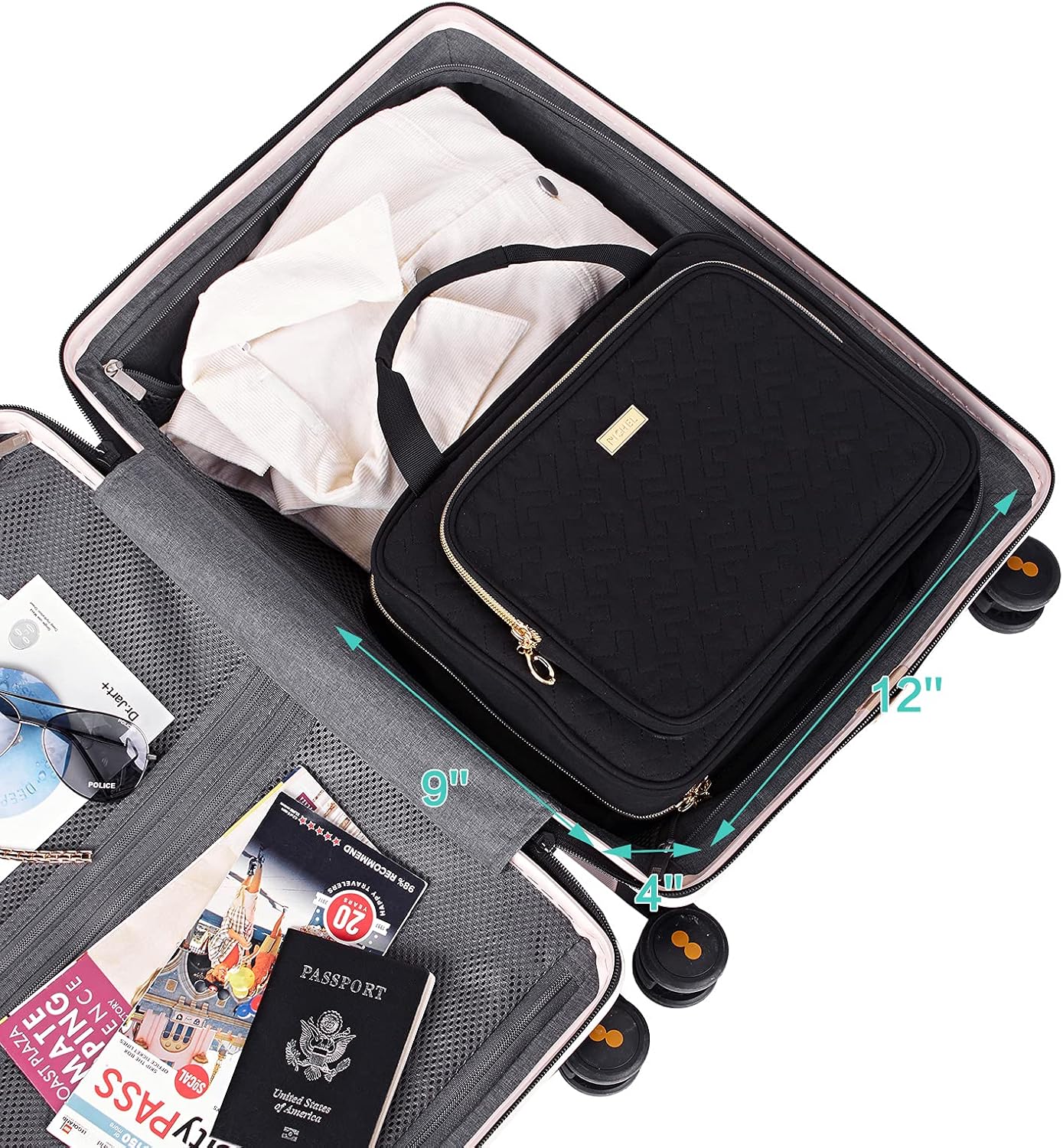 NISHEL 4 Sections Hanging Travel Toiletry Bag Organizer, Water Resistant Large Makeup Cosmetic Case for Bathroom Shower, Black: Clothing