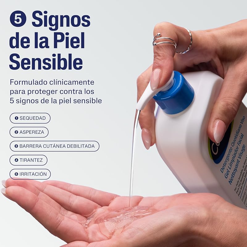 ® Gel Limpiador Facial 236ML, Piel Sensible, Mixta a Grasa, Limpia en Profundidad, exceso Sebo y maquillaje y Minimiza Poros, con Niacinamida, Glicerina y Pantenol.